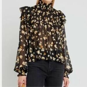 O.P.T. One Pretty Time Floral Smocked Blouse